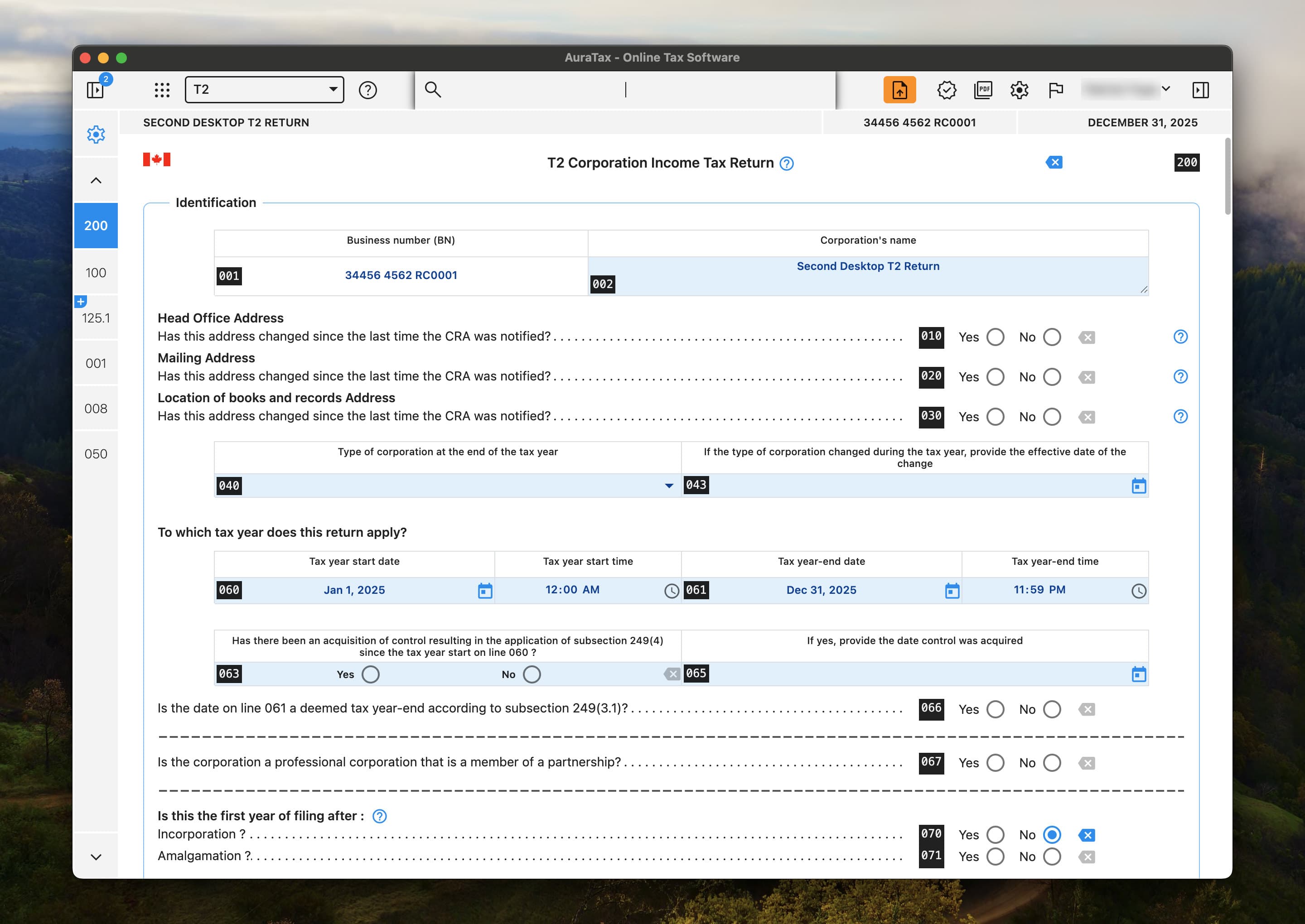 AuraTax Desktop running a return