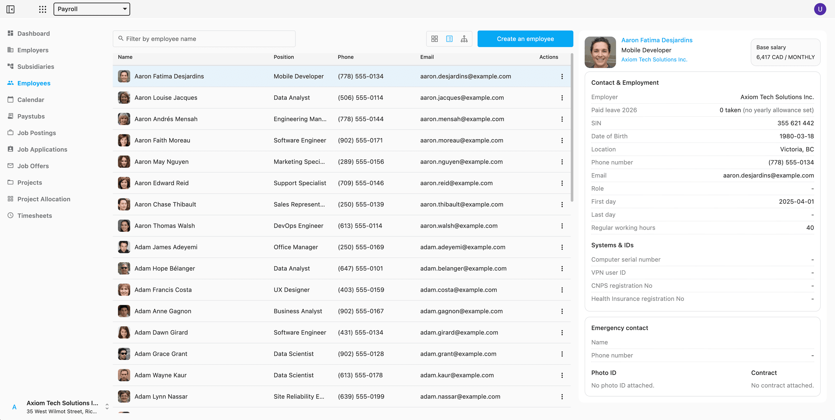 Employee & employer records