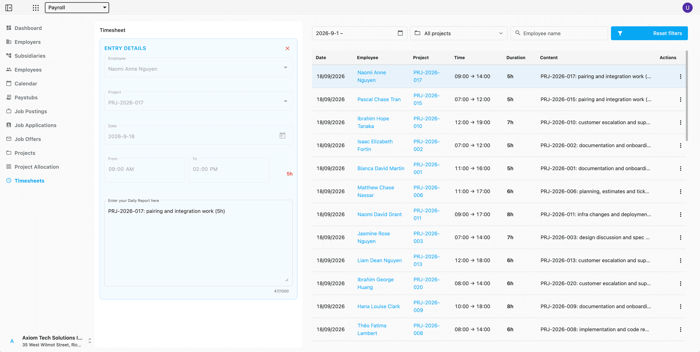 Timesheets