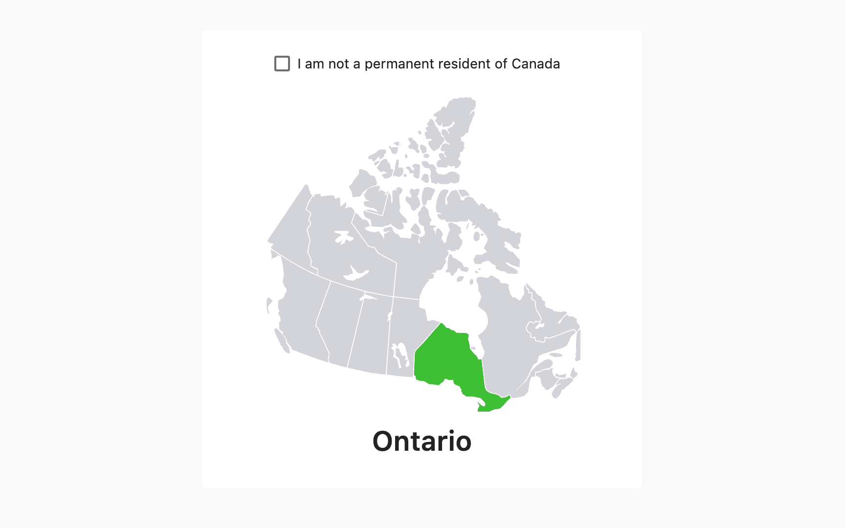Choosing a province on the calculator map